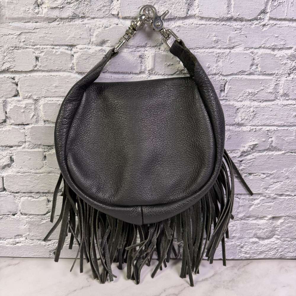 Vintage Harley Davidson Leather Fringe Hip Bag Purse Black Shoulder Bag No Strap - Picture 5 of 15